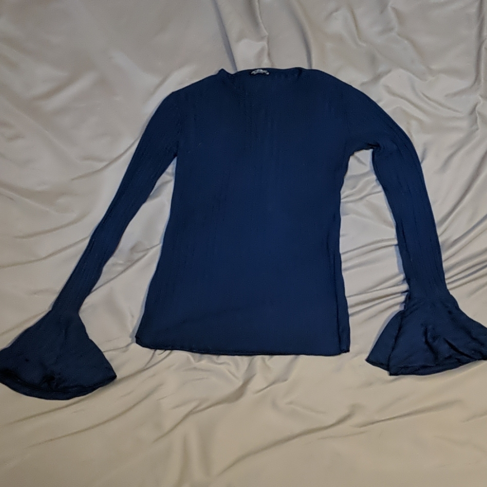 NWOT navy blue Bell sleeve shirt